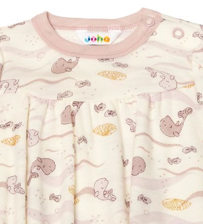 Joha Summer Romper - Wool - Off White/Dusty Pink w. Whale
