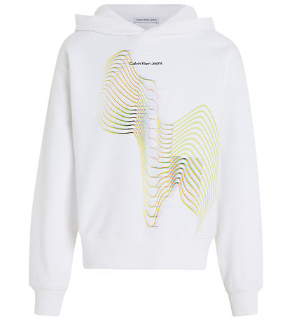Calvin Klein Hettupeysa - Lágmarks grafík - Bright White