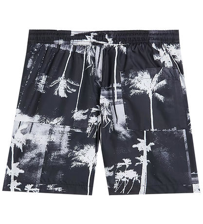 Calvin Klein Swim Shorts - Drawstring - Palm Black Aop