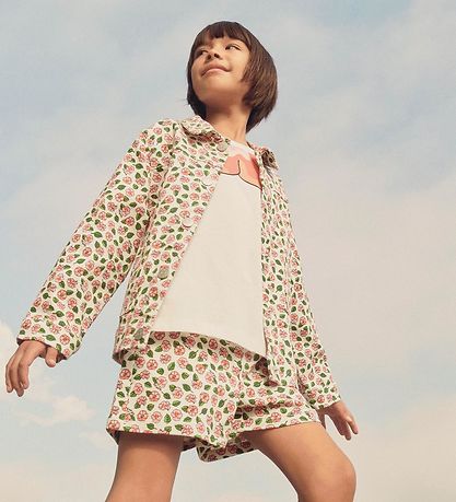 Kenzo Jeansjacke - Ivory/Pink m. Blumen