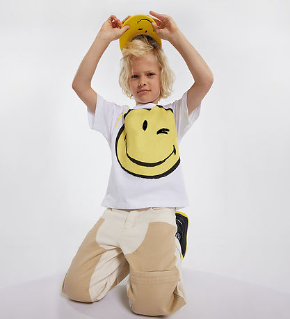 Little Marc Jacobs Stuttermabolur - Hvítt/Gult M. Smiley