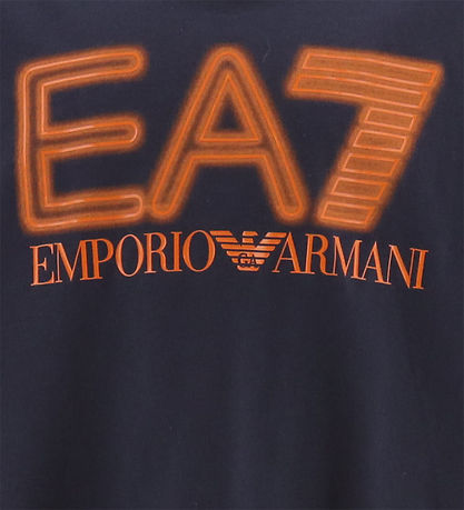 EA7 T-shirt - Navy w. Orange