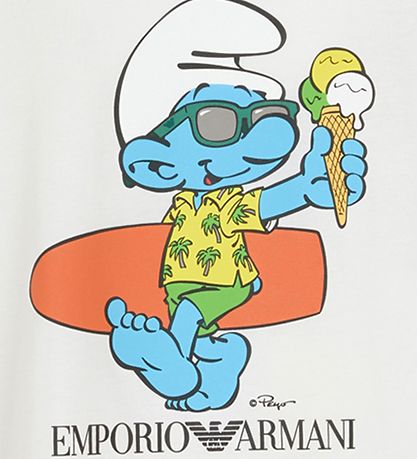 Emporio Armani T-shirt - White w. Smurf