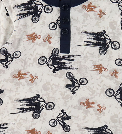 Joha Náttfatasett - Bambus - Off White/Navy M. Reiðhjól