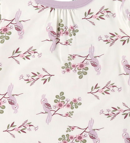 Joha Pyjama Set - Bamboo - Off White/Purple w. Parrot