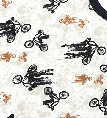 Joha Undershirt - Bamboo - Off White/Navy Blue w. Bike