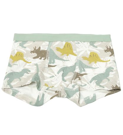 Joha Boxershorts - Off White/Mattgrün m. Dino