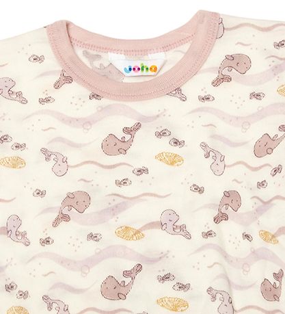 Joha T-shirt - Wool - Off White/Dusty Pink w. Whale