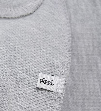Pippi Teething Bib - Pointy - Grey Melange w. Aunt's Charm Troll