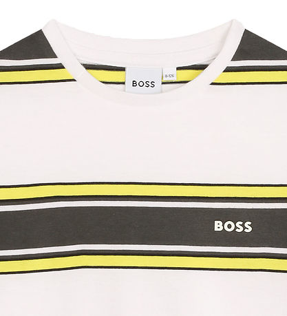 BOSS T-skjorte - Hvit/Armygrønn m. Gul