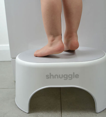 Shnuggle Hocker - 38x26x18 cm - Weiß m. Grau