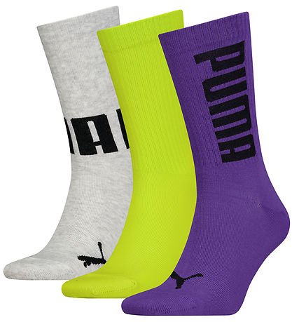 Puma Socks - 3-Pack - Big Logo Crew - Colour Punch