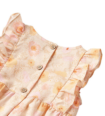 Wheat Summer Romper - Emmaline - Alabaster Flower Bobbles