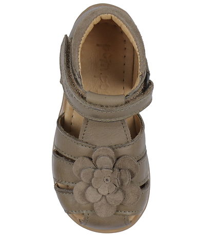 Pom Pom Sandals - Starters Flower Velcro - Latte