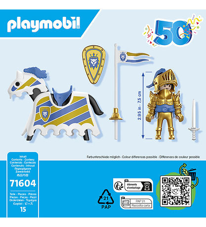 Playmobil Figure - Jubilæumsridder - 71604 - 15 Parts