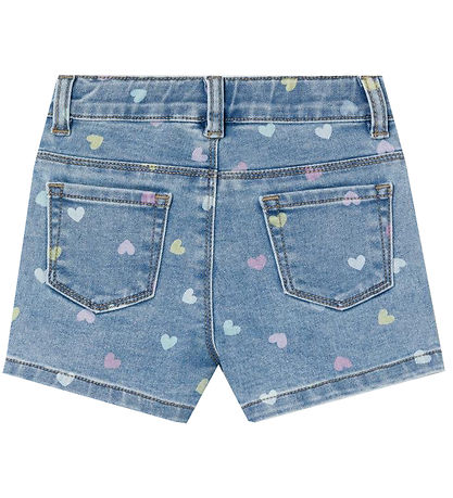 Name It Shorts - Slim - NmfSalli - Medium+ Blue Denim/Hearts