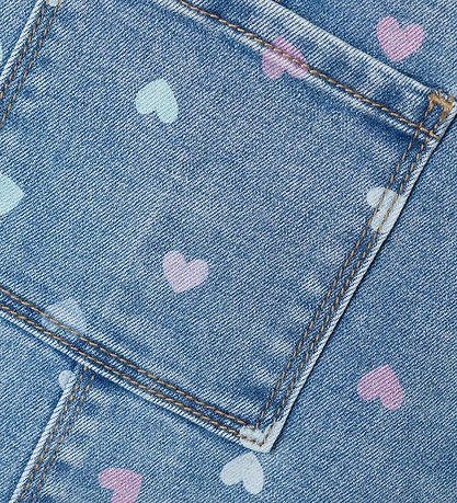 Name It Dress - Short - NmfRosa - Medium+ Blue Denim/Hearts