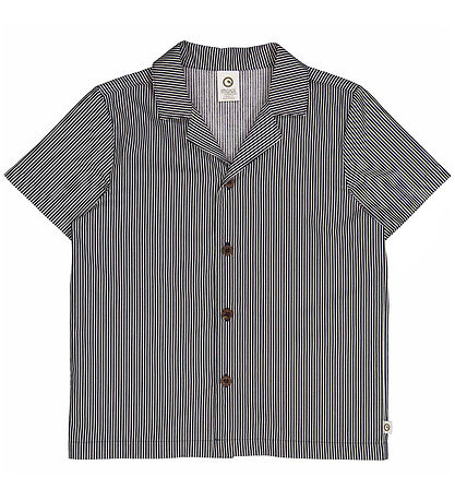 Müsli Skyrta - Popplín Stripe - Hárnæring Cream/Nótt Blue