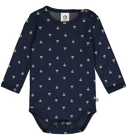 Müsli Bodysuit l/s - Sailboat - Night Blue/Conditioner Cream