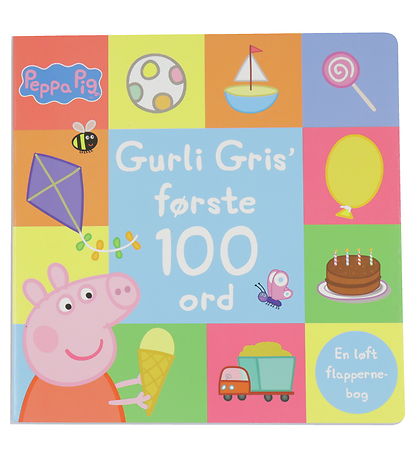 Alvilda Book w. Flapper - Peppa Pig' First 100 words - Danish