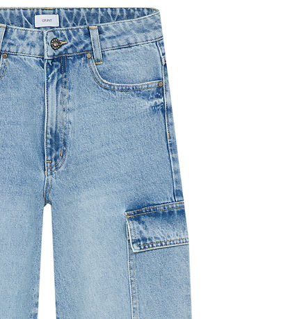 Grunt Jeans - Giant Cargo dashing - Mid Blue