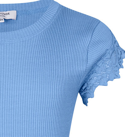 Rosemunde Top - Silk/Cotton - Blue Heaven w. Lace