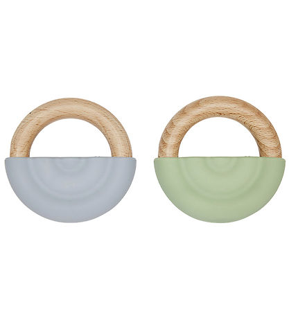 OYOY Beißring - Rainbow Beißring - 2er-Pack - Dusty Blue/Green