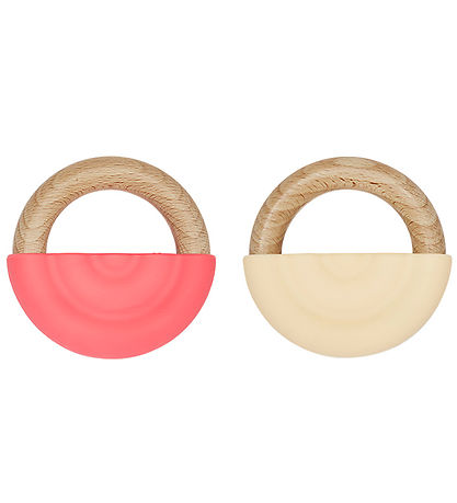 OYOY Teether - Rainbow Teether - 2-Pack - Cherry Red/Vanilla