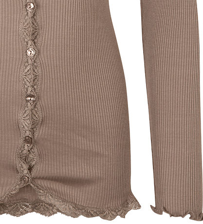 Rosemunde Cardigan - Silk/Cotton - Koala w. Lace