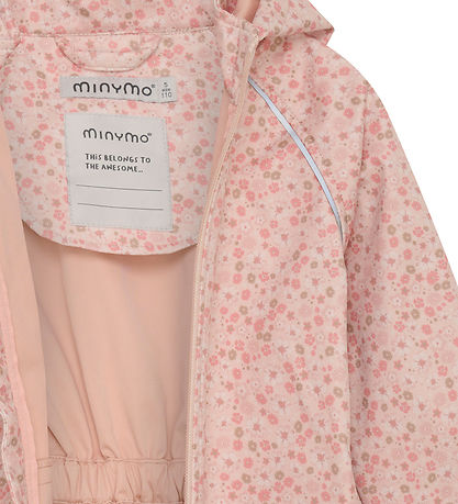 Minymo Softshelljacka - Peach Beige m. Blommor