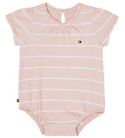 Tommy Hilfiger Samfella k/æ - Rib - Duttlungur Bleikt/White Stri