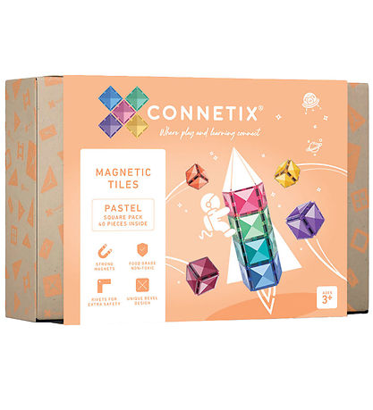 Ensemble d'aimants Connetix - 40 Parties - Pastel Square Pack d'