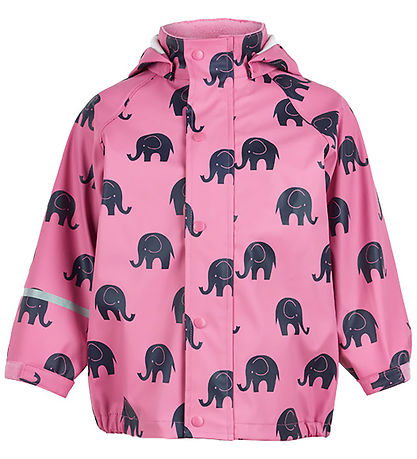 CeLaVi Rainwear w. Suspenders - PU - Chateau Rose w. Elephants
