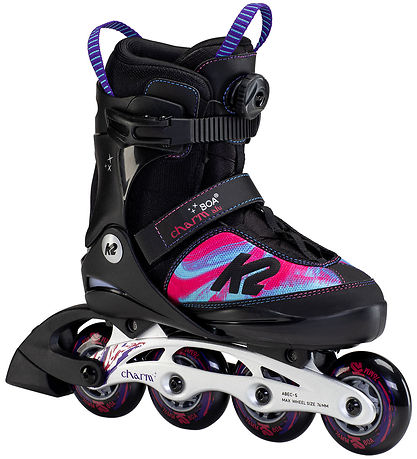 K2 Patins  Roulettes - Charm Boa Alu - Noir/Rose/Bleu