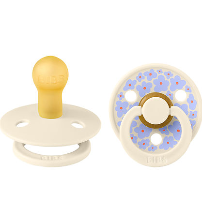 BIBS Colour Pacifiers - 2-Pack - Size 1 - Round - Ivory w. Flowe