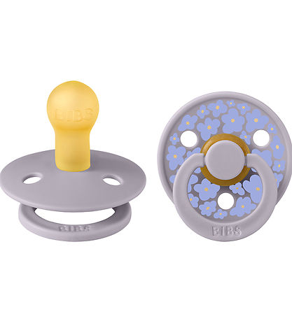BIBS Colour Pacifiers - 2-Pack - Size 1 - Round - Fossil Grey w.