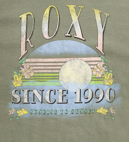 Roxy Stuttermabolur - Purple Hearts - Agave Green
