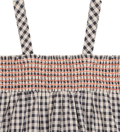 Kenzo Dress - Cream/Grey Check w. Flower