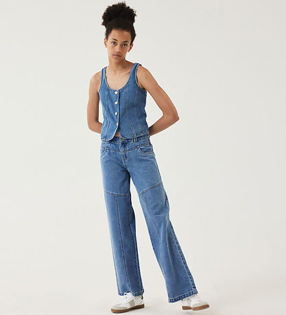 LMTD Trousers- NLfSkatizza - Wide - Medium+ Blue Denim