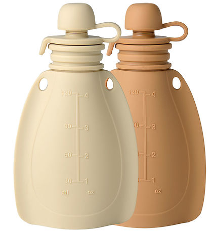 Mininor Smoothie-Beutel - 2er-Pack - Silikon - 120 ml - Beige/Ma
