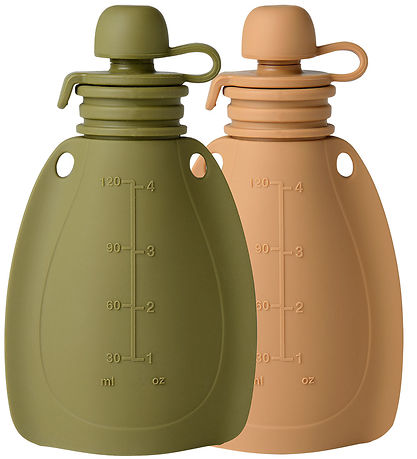 Mininor Smoothie-Beutel - 2er-Pack - Silikon - 120 ml - Grün/Bra