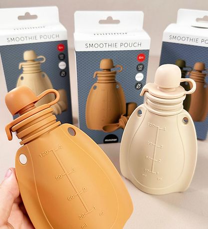 Mininor Smoothie bag w. Spoon - Silicone - 120 mL - Beige