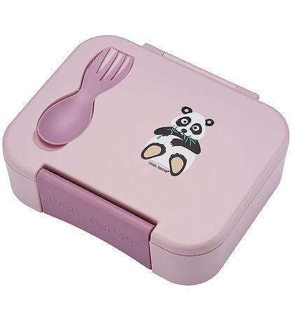 Carl Oscar Lunchbox w. Fork/Spoon - BentoBox - Pink w. Panda