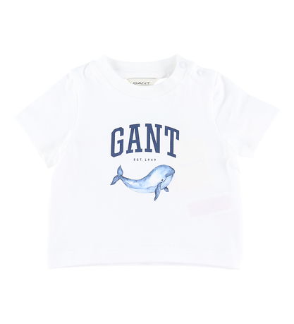 GANT T-Shirt - Whale Print - Wit