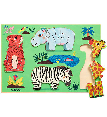 Puzzle - bois Djeco - 12 Briques - Coucou Tigre