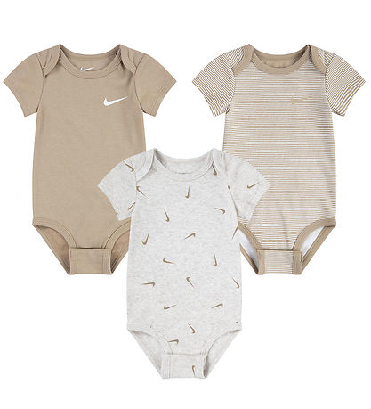 Nike Bodysuits k/ - 3-Pack - Pale Ivory Heather