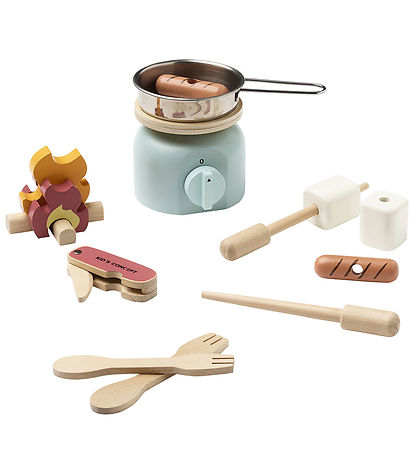 Kids Concept Köksset - Ved - 12 Delar - Camping Spis Set