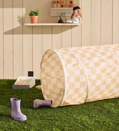 Kids Concept Play tunnel - 180 cm - Yellow Checs