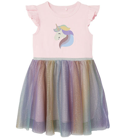 Name It Dress - NmfHappi - Parfait Pink w. Unicorn