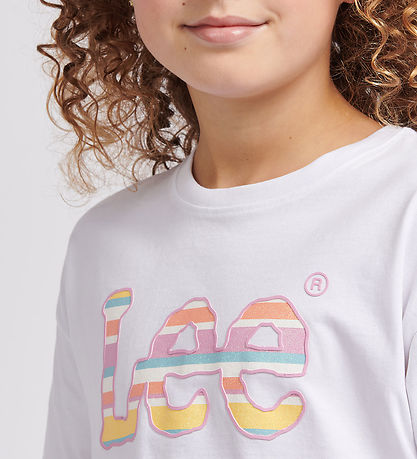 Lee Stuttermabolur - Stripe Grafík - Bright White